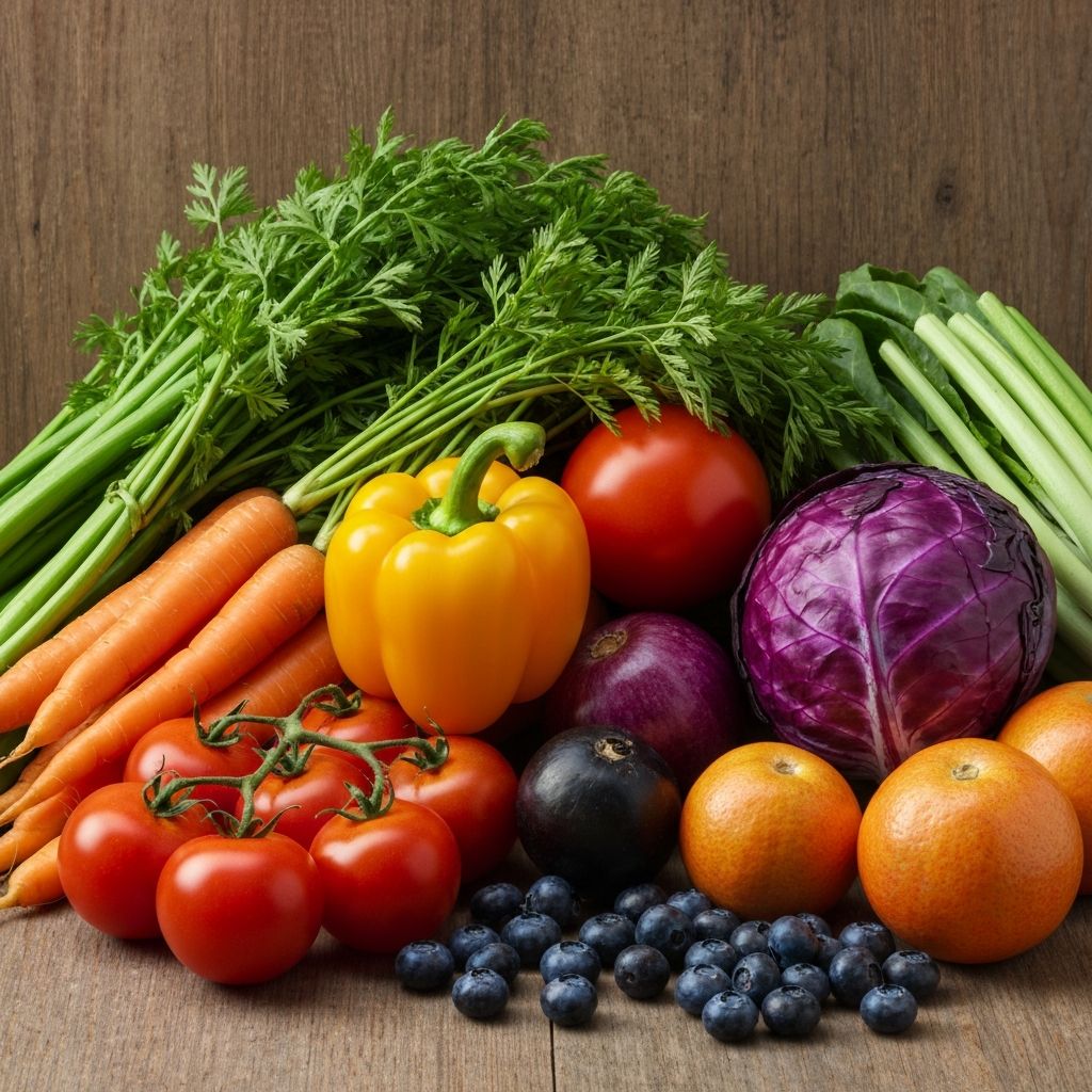 Fruits et légumes colorés montrant l'importance de la couleur dans les aliments